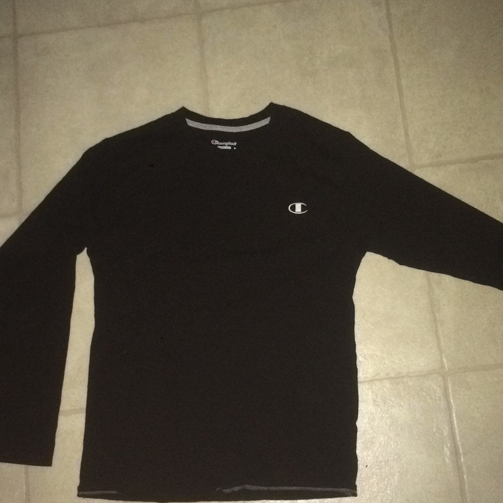 CHAMPION Black Long Sleeve Logo tee